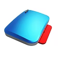 Blue Electronic Device With Gray Sides Cooling Vents And Red Base