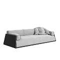 Modern Sectional Sofa With Light Fabric Cushions And Dark Padded Armrests 3d model