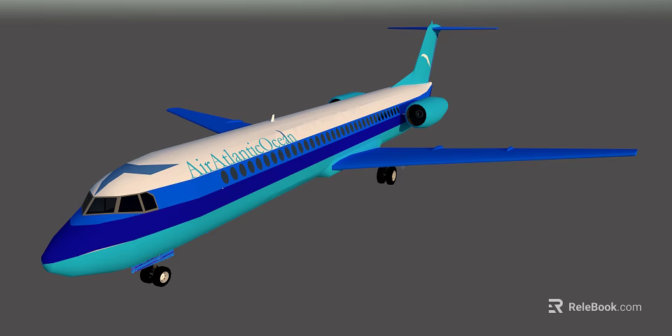 Air Albania Passenger Airplane With Blue And White Exterior Design 3d model 
