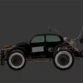Rugged Modified Vintage Car With Large Off Road Tires Metal Accents And Roof Poles
