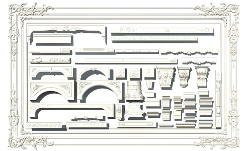 European-style carved plaster 3d model