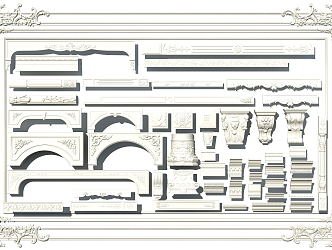 European-style carved plaster 3d model