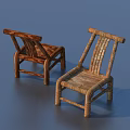 Natural Style Single Chair With Wicker Seat And Wooden Frame Design