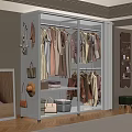 White Clothing Display Rack with Hanging Light Colored Clothes Storage and Hooks for Bags Hats