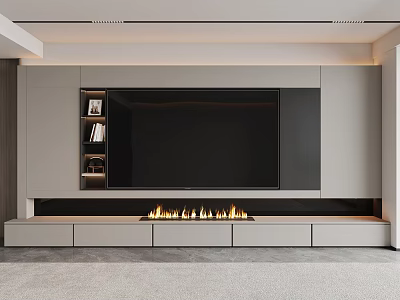 Italian TV background wall fireplace flame TV ornaments carpet 3d model