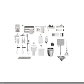 Modern Bathroom Fixture Set With Toilet Sink Shower System Towel Racks Shelves And Floor Drain