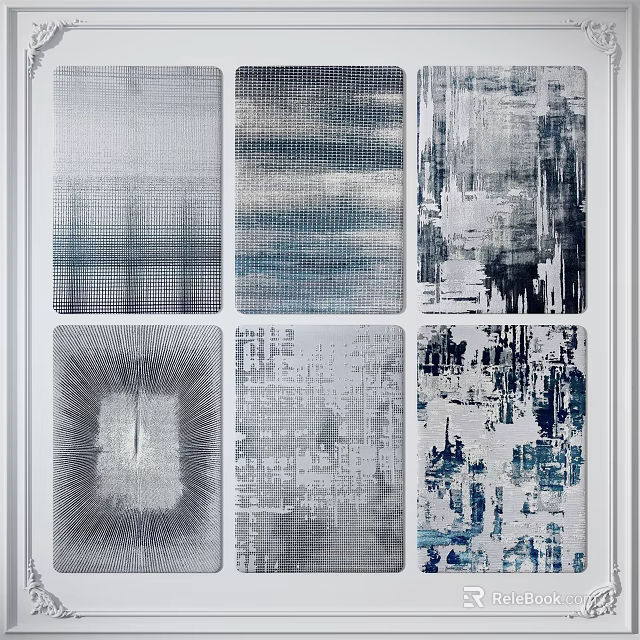 Square Rugs With Abstract Patterns In Gray And Blue Tones For Modern Spaces 3d model