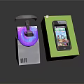 Colorful VR Headset And Smartphone In Display Cases With Game Interface Screen