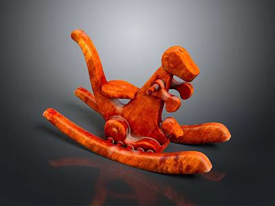 Handcrafted Orange Dinosaur Rocking Chair Sculpture With Artistic Textured Design 3d model
