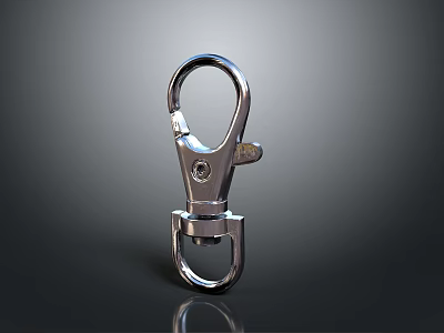 Shiny Stainless Steel Metal Hook With Double Ring Clasp Smooth Surface And Durable Design 3d model