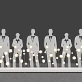 Group Silhouettes With Colorful Ribbon And Lighting Decorations For Era Melody