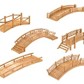 Decorative Bamboo Bridge Models With Various Designs Railings Arch Structures And Styles 3d model