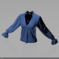 Blue V Neck Long Sleeve Shirt With Bell Sleeves Sleek Design Elegant Style