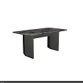Modern Sleek Dining Table With Marble Tabletop And Light Colored Legs 3d model