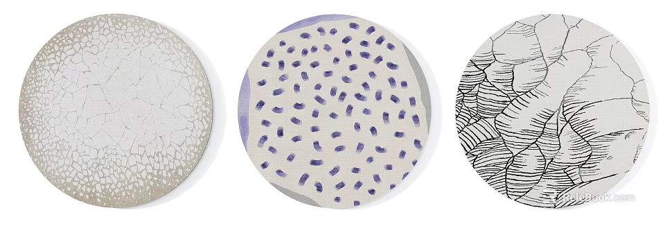 Stylish Round Rugs Featuring Purple Dotted Pattern And Various Textured Designs 3d model 