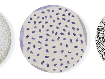 Stylish Round Rugs Featuring Purple Dotted Pattern And Various Textured Designs 3d model