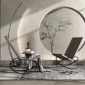 Modern single chair single chair side several combination 3d model