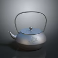 Elegant Silver Teapot With Engraved Pattern Curved Handle And Lid Knob 3d model