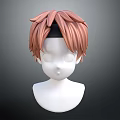 Realistic Human Head Model With Pink Short Hair And Black Headband