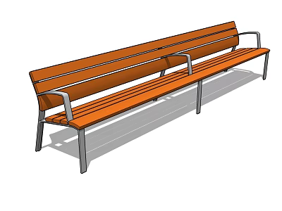 Landscape Bench with Wooden Slats and Metal Frame Featuring Armrests for Outdoor Spaces 3d model