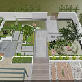 Modern Garden Landscape Design With Lush Trees Stone Pathway And Seating Area