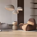 Modern Lazy Sofa Single Sofa Side Several Chandelier Combination 3d model
