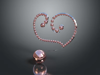 Commercial Display Equipment With Heart Shaped Pink Beads And Reflective Sphere Decoration 3d model