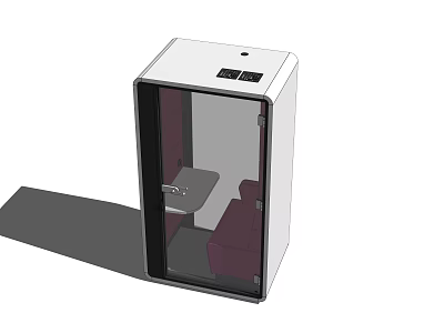 Enclosed Modern Office Pod With Purple Sofa Small Table And Control Panel 3d model