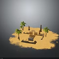 Desert Sand Scene Design With Palm Trees Stone Pillars And Structures 3d model