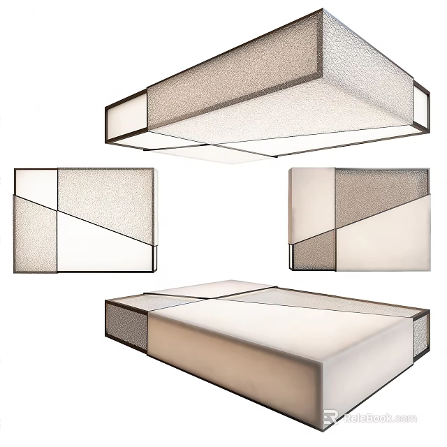 Modern Geometric Ceiling Lights With Textured Surface And Different Angles 3d model 