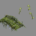 Artistic Green Vines with Twisted Curly Structure and Glowing Small Lights
