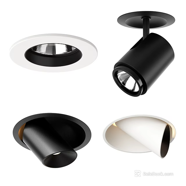 Modern Downlights And Spotlights With Black White Design For Home Ceiling Lighting 3d model