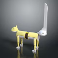 Yellow Dog Shaped Doll With Movable Joints And Long Tail