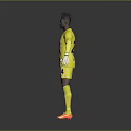 Man Standing in Yellow Goalkeeper Uniform With Spartech Number 24 White Gloves and Orange Cleats