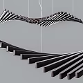 Modern Irregular Pendant Light with Curved Strip Structure for Interior Spaces 3d model