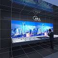 LIGHTCLOUD Interactive Display Platform With Large Screen Cityscape Visuals And Man Operating 3d model