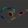 Electronic Smartwatch Collection With Blue Straps Golden Cases And Different Designs