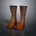Brown Leather High Top Boots Featuring Lace Up Design And Distressed Finish