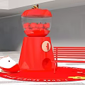 Interactive Zone Featuring Red Apple Shaped Structure With Apples Inside Bench And Half Cut Apple 3d model