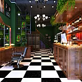 Stylish Hair And Beauty Salon Interior With Black White Checkered Floor Styling Chairs And Chandeliers