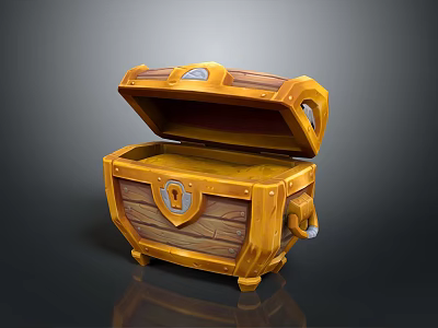 Open Wooden Storage Chest With Decorative Lock Wood Grain Details And Legs Design 3d model