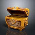 Open Wooden Storage Chest With Decorative Lock Wood Grain Details And Legs Design