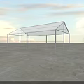 Transparent Roof White Frame Structure On Open Ground With Sky And Clouds 3d model