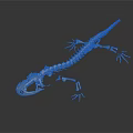 Metallic Detailed Golden Lizard Skeleton on Dark Background with Reflection
