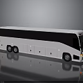 White Modern Passenger Coach Bus With Black Windows And Reflective Surface