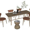 Nordic Dining Table and Chair Combination 3d model