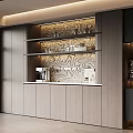 Modern Wooden Sideboard With Open Shelves Decorative Items And Coffee Machine