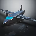 Black Building Blocks Airplane Model With Blue Accents And Detailed Grid Wings Plus Small Block
