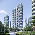 Modern High Rise Residential Building With Green Balconies And Landscaped Gardens