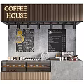 Coffee House Bar Interior With Menu Boards Coffee Machine And Display Cabinets
